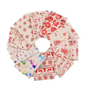 Factory Stock Hot Stamping Christmas Snowflake Snowman Cotton Linen <b>Drawstring</b> Gift Bags Candy Bag - Product Image 2