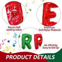 16 Zoll Rote und Grüne Folien-Mylar-Buchstabenballons Hängende Banner-Dekorationen Verblassungsresistent Wiederverwendbar für Weihnachten Feiertage Winter-Party