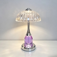 Lampe de table en cristal K9 multi-tailles, abat-jour en verre coloré en forme de parapluie, veilleuse LED pour chevet, cadeau de Noël pour la maison et les mariages, vente en gros