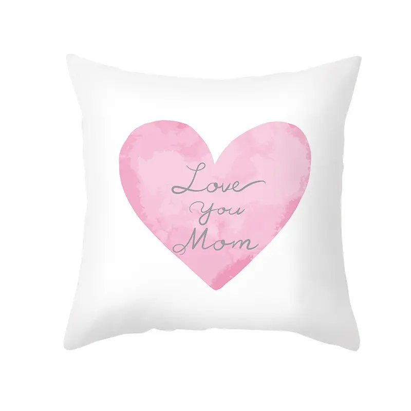 Mother's Day series printed pillow cover peach flannel home sofa floral love cushion