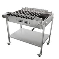 Barbecue rotatif électrique Foukou de Chypre à entraînement par chaîne avec réglage de hauteur, système de brochettes Souvla rotatif automatique, compatible charbon de bois
