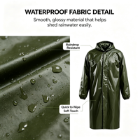 Poncho de pluie réfléchissant en tissu Oxford robuste pour hommes adultes, style coupe-vent une pièce, imperméable de sécurité pour le travail en extérieur