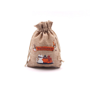 Sac cadeau en lin Wansheng Offre Spéciale décoration <span class=keywords><strong>de</strong></span> cadeau <span class=keywords><strong>de</strong></span> noël petit sac en tissu sac d'emballage <span class=keywords><strong>de</strong></span> bonbons d'halloween - Product Image 4