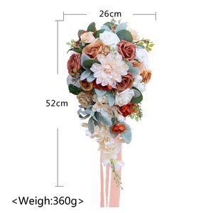 High Quality <b>Artificial</b> Silk Ball Dahlia Rose Flowers <b>Bouquet</b> for Bridal Wedding Party & Festival Decor for Valentine's Day - Product Image 5