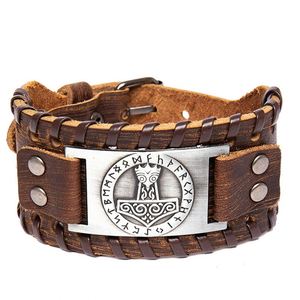 Nordic Viking Style Wide Leather <b>Compass</b> Bracelet Men's Bracelet Celtic Viking Jewelry Thor's Hammer Bracelet Accessories Gifts - Product Image 6