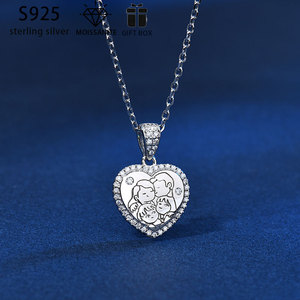 INZEN 0.27 carati elegante collana di Moissanite con 925 d'argento catena a maglie immagine di famiglia classica per i regali della festa della mamma - Product Image 2