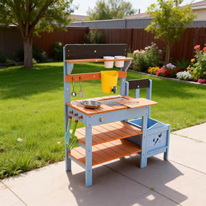 Cuisine extérieure en bois unisexe pour enfants avec robinet fonctionnel pour jouer dans la cour - Product Image 6