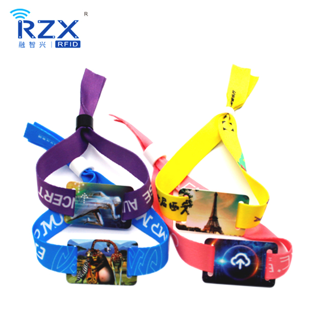 NTAG 213 Custom Fashion RFID Soft Woven Wristband 13.56Mhz RFID/NFC Fabric Bracelet for Music Concert
