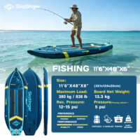 NOUVEAU Kayak de pêche gonflable à pédales 11'6'' pour 2 personnes, bateau de pêche sportive en plastique Drop Stitch, planche à pagaie SUP