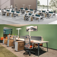 Bureau de travail convertible et extensible de style moderne en frêne avec cloison de séparation pour ordinateur, style bois