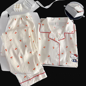 Conjunto <span class=keywords><strong>de</strong></span> <span class=keywords><strong>Pijama</strong></span> <span class=keywords><strong>de</strong></span> Dos Piezas <span class=keywords><strong>de</strong></span> Algodón para <span class=keywords><strong>Mujer</strong></span>, Cintura Elástica Suave, Ropa <span class=keywords><strong>de</strong></span> Dormir Personalizable B2B, Primavera/Verano - Product Image 2