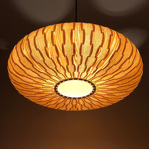 Lampe suspendue en placage de bois de style japonais, diamètre 50cm 60cm, design rustique pour la maison, restaurant, hôtel, chambre à coucher - Product Image 4