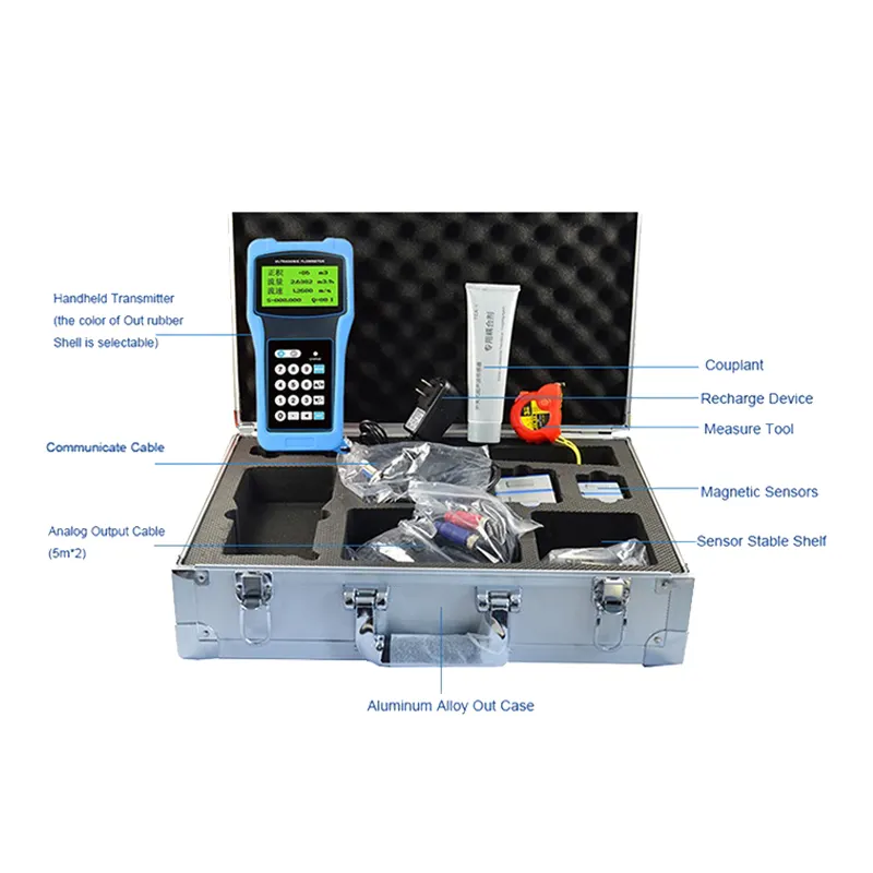 Ultrasone waterhoeveelheidmeter draagbare handheld ultrasone flowmeter
