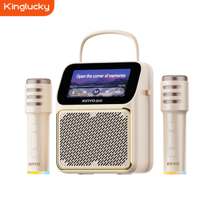Kinglucky K800 lời bài hát karaoke loa được xây dựng trong 2 Microphone Gia đình thiết lập ca hát Hiển thị màn hình cảm ứng RMS điện 20W pin RGB - Product Image 1