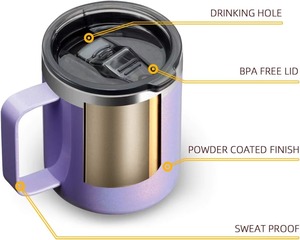 Borraccia Termica in Acciaio Inox a Doppia Parete da 12oz con Coperchio Scorrevole - Product Image 3