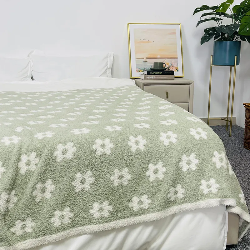 Toptan üretici lüks peluş örme atmak battaniye ev dekor için kış sonbahar hug uyku