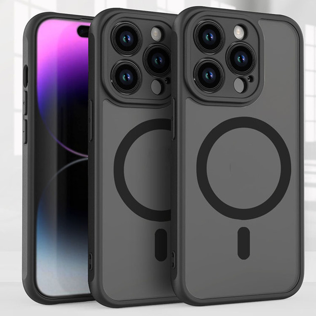 Strong Wireless Charger for iPhone 16 Camera Protector Case,black Matte for Cellphone Accessories iPhone 16 15 14 13 Magnet case