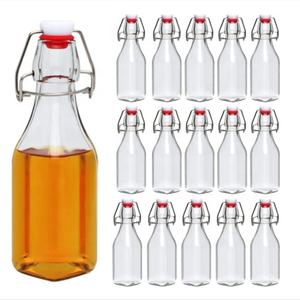 Botellas de vidrio cuadradas transparentes de 250ml y 1000ml con tapón abatible para <span class=keywords><strong>cerveza</strong></span> fría, alimentos enlatados, almacenamiento de líquidos, uso de salsa - Product Image 1