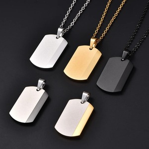Pendentif rectangulaire en acier inoxydable pour femmes et hommes, chaîne de collier, breloques pour chiens, accessoire de fabrication de bijoux en métal - Product Image 3