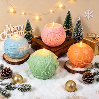 Moule en silicone pour bougie boule colorée gaufrée de Noël, résistant à la chaleur, pour bricolage, aromathérapie, plâtre, ornement sphérique, moulage de résine