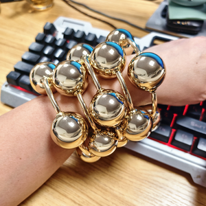 Nuovo Arrivo 2026 Bracciale Punk Placcato Oro 18K con Grandi Sfere CCB, Bracciale Rigido Super Grande a Bolle da 30mm, Accessori - Product Image 3