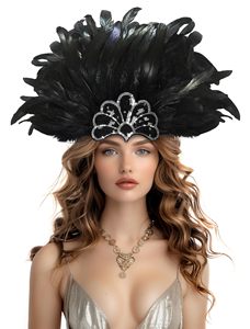 ที่คาดผมแฟชั่นขนนกสีสันสดใสสำหรับตกแต่งปาร์ตี้แบบเวนิสฮาวาย - Product Image 5