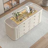 Meuble îlot de dressing de style français, luxe léger, double face, en bois massif, avec rangement pour bijoux, pour chambre moderne et épurée