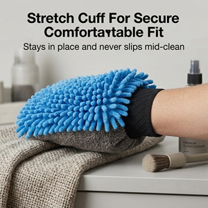 ST-P016 Gants de lavage de voiture en chenille double face et polaire corail, sans rayures, en <span class=keywords><strong>microfibre</strong></span>, très absorbants, tissu doux <span class=keywords><strong>pour</strong></span> voiture - Product Image 4