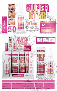 Kiss Beauty 150mL Super Star Fixateur de <span class=keywords><strong>Maquillage</strong></span> Spray Lissant & Hydratant 24h Longue Durée Fixateur de <span class=keywords><strong>Maquillage</strong></span> Spray Fixateur de <span class=keywords><strong>Maquillage</strong></span> Brume Fini - Product Image 3