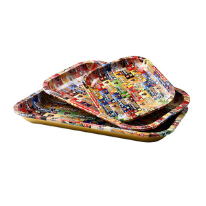 Accessoires pour fumeurs personnalisés Plateau à roulettes Plateau à herbes en métal 18*14cm Plateau à roulettes en fer de couleur unie - Product Image 1