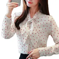 Tong Rui 2020 yeni varış bahar sonbahar kadın nokta bluz olan güzel şerit kelebek kravat yabancı kadın giyim