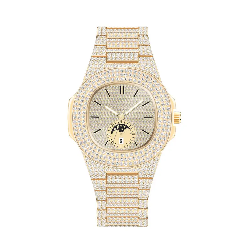 Luxe Ontwerp Aangepaste Heren Horloges Top Brand Luxe Hiphop Stijl Vierkante Waterdichte Moissanite Diamond Horloge Voor Wome