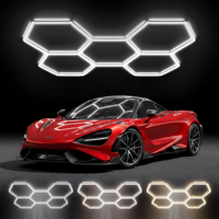 Plafonnier de garage hexagonal LED nid d'abeille 3CCT commutable 6500K 5000K 3500K, design modulaire DIY pour atelier de detailing automobile