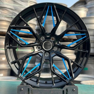 Cerchi Forgiati Neri Lucidi con Dettagli <span class=keywords><strong>Blu</strong></span> 18 19 20 21 22 Pollici PCD 5x100 5x112 5x120 per Auto Passeggeri, Cerchi per Audi RS - Product Image 2