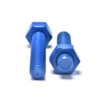 Visserie hexagonale en acier au carbone durable DIN931 avec revêtement PTFE bleu, résistante à la corrosion, M10-M42, pour l'industrie chimique