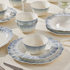 Nuovo Set di Stoviglie in Ceramica Sottosmalto 2026, Stile Nordico, Adatto al Microonde, <span class=keywords><strong>Piatti</strong></span> e Ciotole <span class=keywords><strong>Blu</strong></span> per Casa e Hotel - Product Image 2