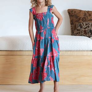 Robe maxi plissée pour enfants en gros, robe hawaïenne douce et agréable pour la peau, robe florale en rayonne personnalisée - Product Image 5