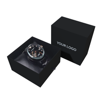 Boîte à montre noire personnalisée avec logo, impression numérique, boîte pour électronique intelligente, emballage cadeau avec coussin en velours