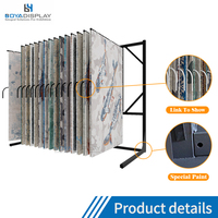 Free Standing Metal Carpet Display Rack with Page-Turning System for Large Area Rugs and Carpets in Retail Stores