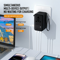 Adaptador de Viaje Universal Delgado con USB Tipo C QC3.0, Enchufe de Carga Rápida GaN PD100W Internacional para Reino Unido, Estados Unidos, UE y Australia
