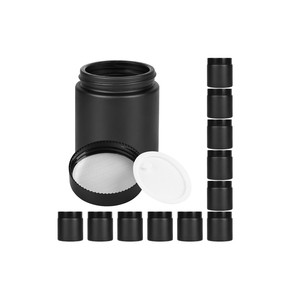 Bouteille en plastique souple noire de 180 ml en PEHD pour poudre de nutrition sportive, scellable, pour protéines, médicaments et suppléments - Product Image 1