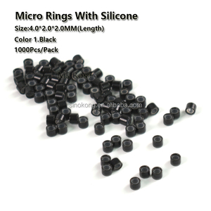 Vente en gros de perles <span class=keywords><strong>pour</strong></span> extensions de <span class=keywords><strong>cheveux</strong></span>, 4.0x2.0x3.0mm, anneaux doublés de silicone, micro link - Product Image 2