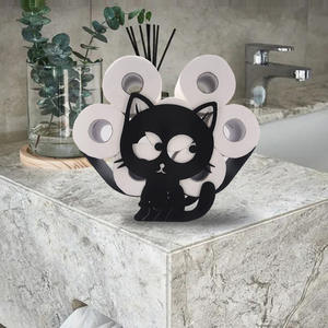 Porte-papier drôle en forme d'animal, design personnalisé, bon prix, pour salle de bain, cuisine, montage mural et sur pied, porte-papier en métal, porte-papier toilette pour chat, noir - Product Image 4