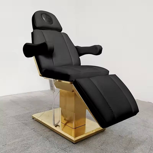 New Design Luxury Black Leather Gold Base Salon Massage <b>Table</b> 3 Motor <b>Electric</b> Facial Spa Bed - Product Image 1