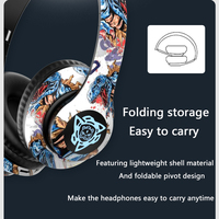 Nouveau Casque de Jeu Sans Fil Stéréo P35 Graffiti Écouteurs Circum-Auriculaires avec Microphone, Type BT et Indicateur de Batterie LED