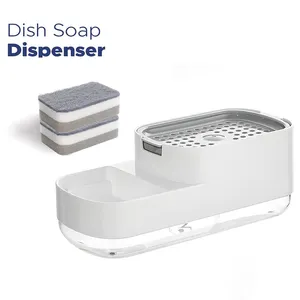 Distributeur de savon à vaisselle de cuisine sur l'évier égouttoir à séchage stockage présentoir organisateur caddie avec porte-éponge