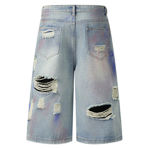 <span class=keywords><strong>Pantalones</strong></span> <span class=keywords><strong>Cortos</strong></span> Vaqueros Retro Personalizados para <span class=keywords><strong>Hombre</strong></span>, Desgastados, <span class=keywords><strong>Rotos</strong></span>, Lavados, Holgados, Estilo Vintage, Streetwear, Baggy - Product Image 2