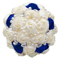 Umweltfreundliche Seidenrosen-Blume mit Goldener Perle und Diamanten Braut-Hochzeitsband-Dekoration