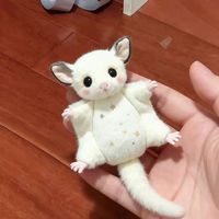 Boneka Gila-gila Putih Lucu, Mainan Boneka Tupai Terbang Mini, Bordir Pola Bulan Bintang, Mata Merah Muda Besar, Dua Gaya Telinga