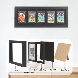 Lot de 3 cadres de présentation pour cartes gradées à 5 emplacements, en bois noir, à fixer au mur, anti-poussière, transparents, pour cartes de sport et cartes à collectionner - Product Image 3